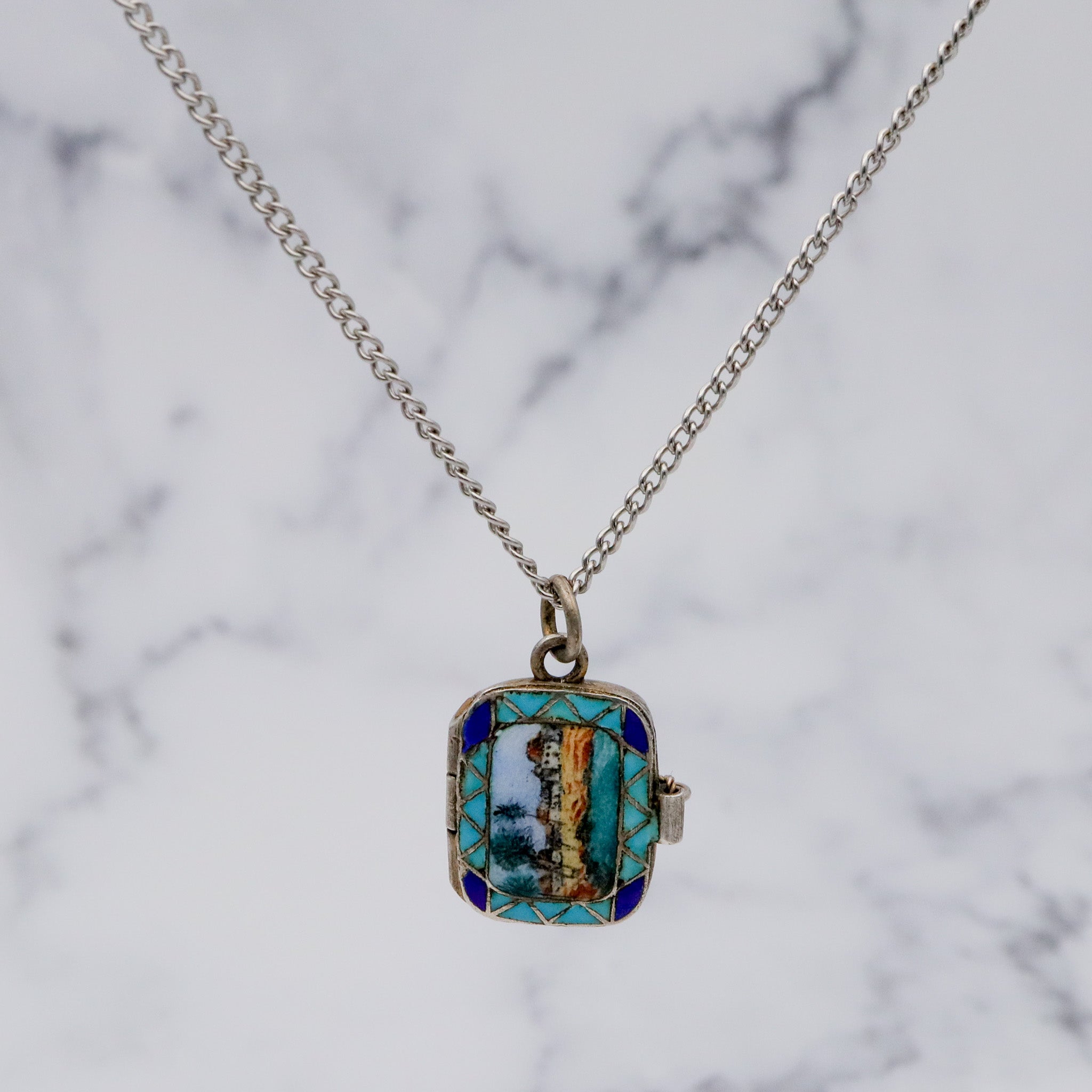 Large antique gilt .800 silver enamel Egyptian Baby Moses basket charm